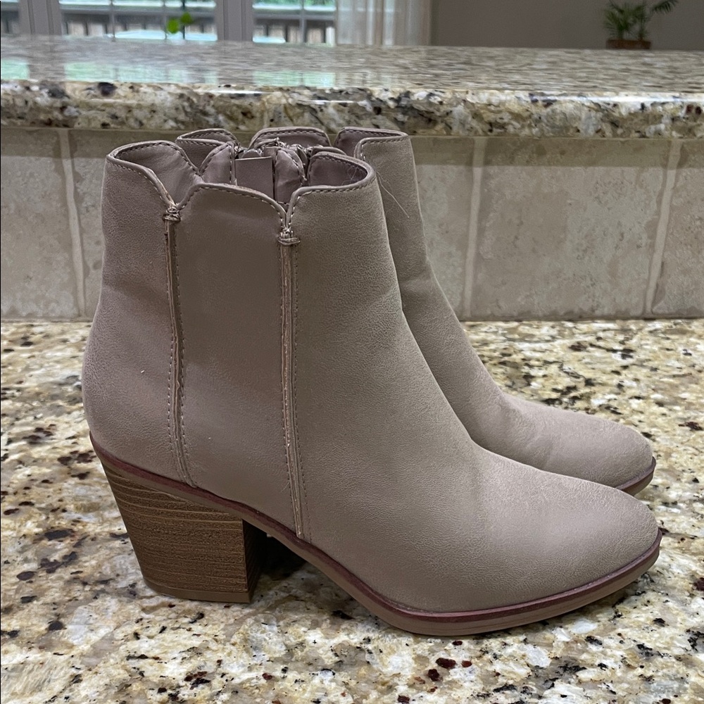 MIA Taupe Heeled Ankle Boots